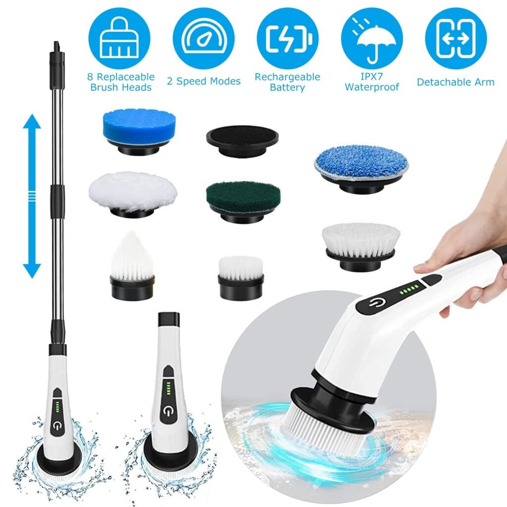 Cordless Electric Spin Scrubber with Extendable Handle