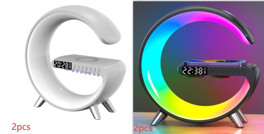 c8d19176-9d5a-40e6-99a0-d5bce170ec48.jpg New Intelligent G Shaped LED Lamp Bluetooth Speake Wireless Charger Atmosphere Lamp App Control For Bedroom Home Decor - Image 2
